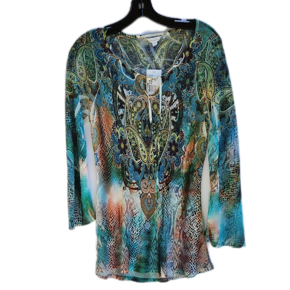 Harlow Zee | Boho Sheer Top | Women's XS | Multicolor | NWT